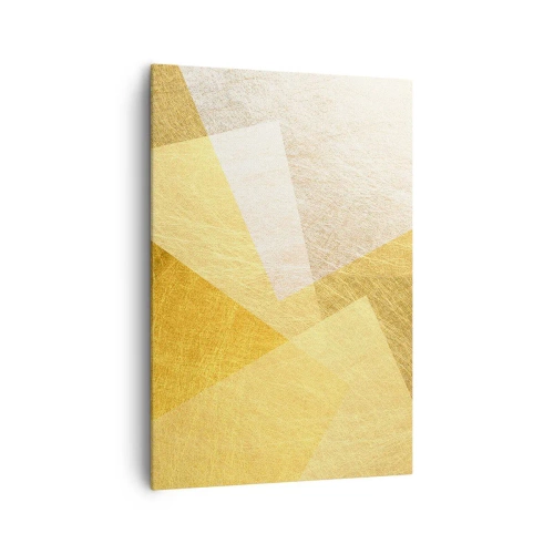 Bild auf Leinwand - Leinwandbild - Geometrische Formen in Gold und hellen Farbtönen - 70x100cm - Geometriewetter - Moderne Wanddekoration für Wohnzimmer und Schlafzimmer ARTTOR