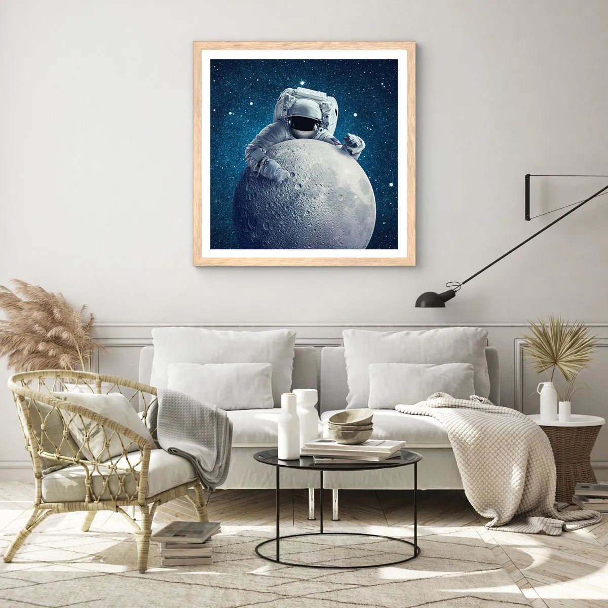 Poster in einem Rahmen aus heller Eiche - Weltraumjoker - 50x50 cm