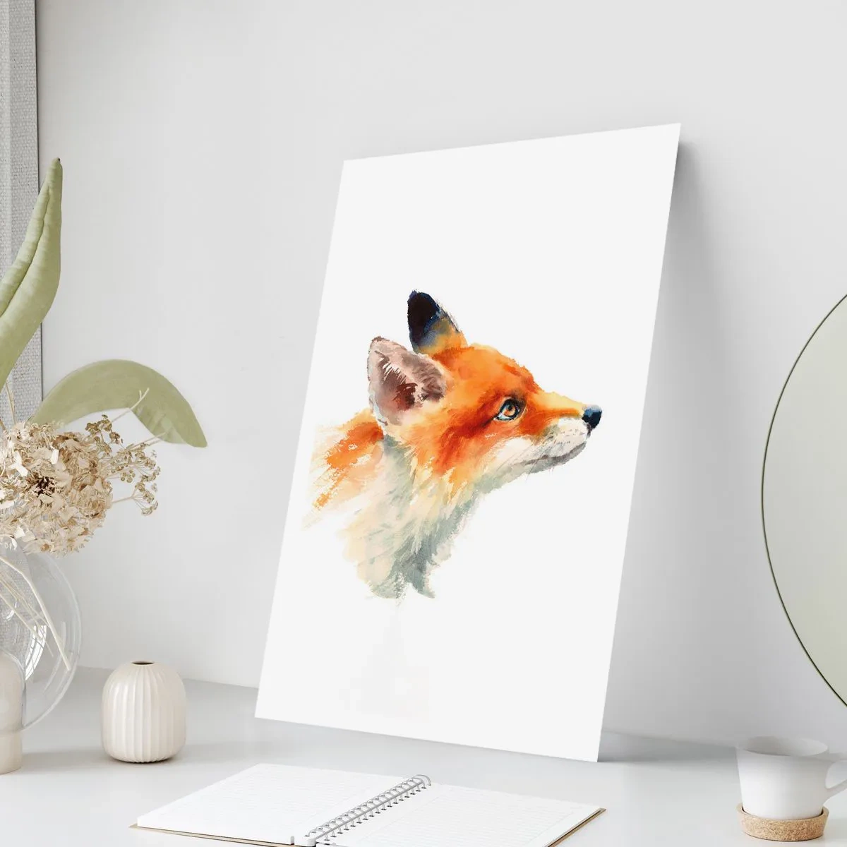 Poster - Aquarellporträt eines Rotfuchses - 50x70cm - Man kann nie vorsichtig genug sein - Moderne Wanddekoration für Wohnzimmer und Schlafzimmer ARTTOR