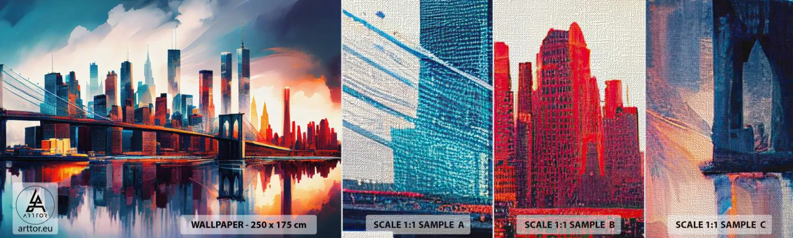 Fototapeten Muster Premium Canvas - Traumhaftes New York - Stadt, Brücke, Die Architektur - 100x30 cm