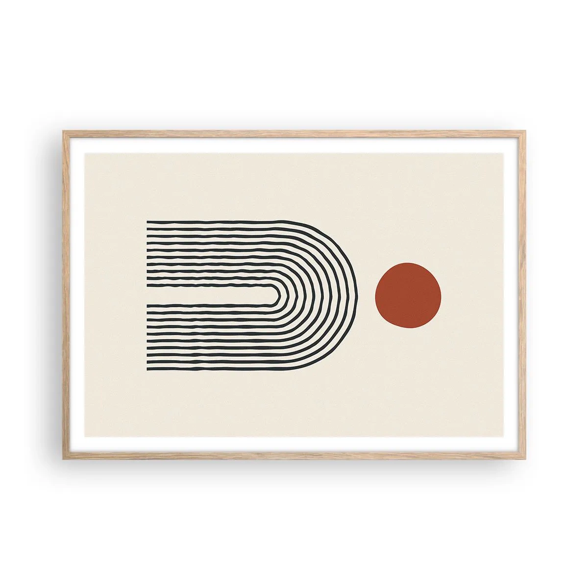 Poster in einem Rahmen aus heller Eiche - Magnetismus von Formen und Farben - 100x70 cm