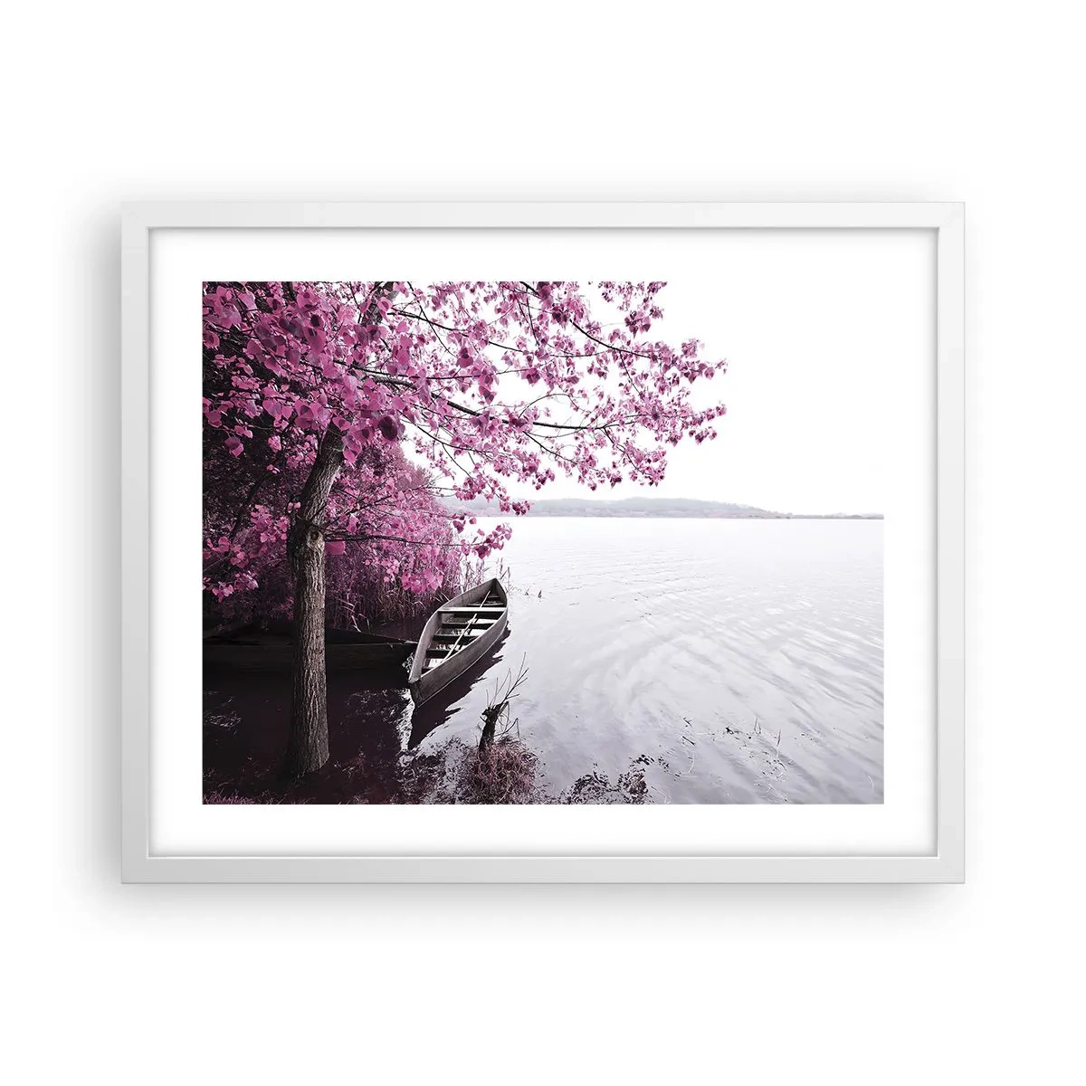 Poster in einem weißen Rahmen - In rosa Stille - 50x40 cm