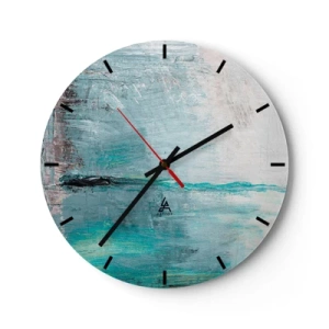 Wanduhr - Glasuhr - Ein Zifferblatt mit einem abstrakten Motiv in Blau- und Grautönen. - 30x30cm - Horizontal in Blau - Moderne Wanddekoration für Wohnzimmer, Küche und Schlafzimmer ARTTOR
