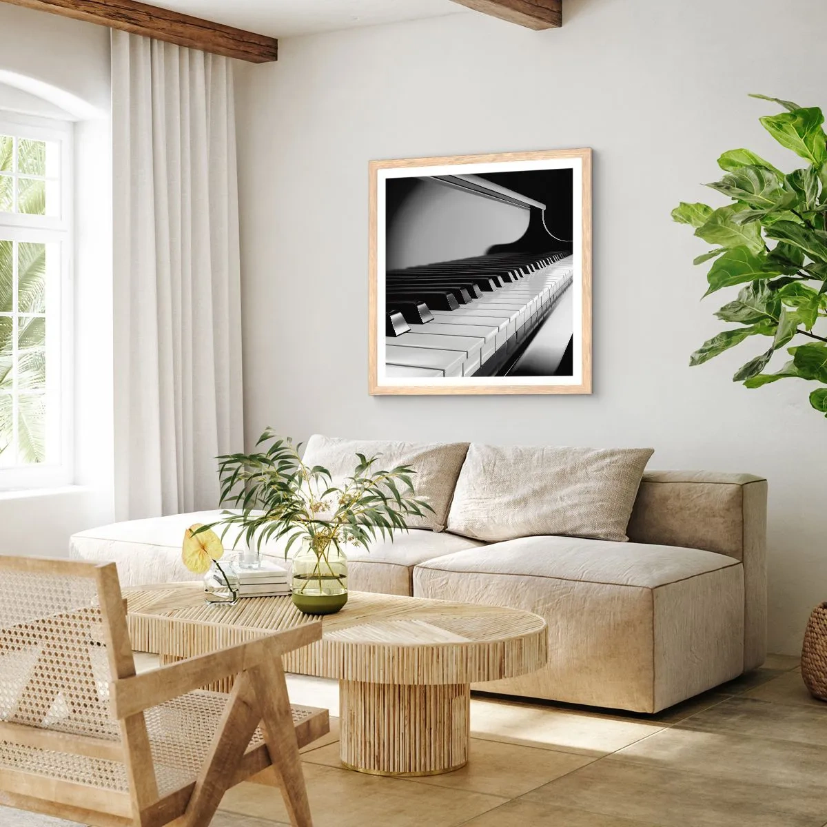 Poster in einem Rahmen aus heller Eiche - Harmonie von Formen und Farben - 40x40 cm