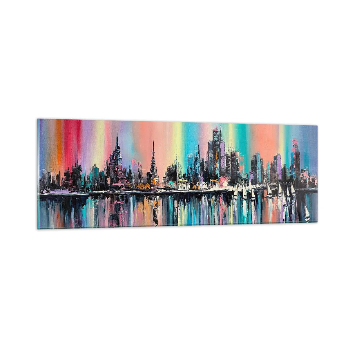 Glasbild - Bild auf glas - Um das Licht der Nacht herunterzufallen - 90x30 cm