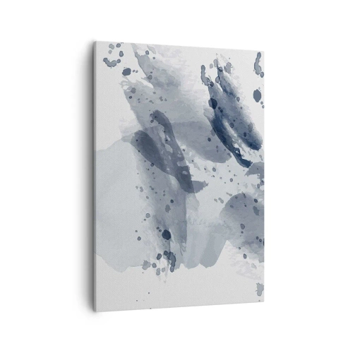 Bild auf Leinwand - Leinwandbild - Abstrakte Flecken in Blautönen auf hellem Hintergrund - 50x70cm - Eine Studie über die Natur des Wassers - Moderne Wanddekoration für Wohnzimmer und Schlafzimmer ARTTOR