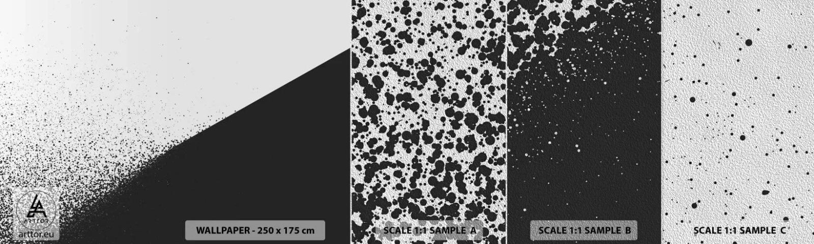 Fototapeten Muster Premium Sand - Immer schneller, immer mehr - Abstraktion, Grafik, Schwarz und weiß - 100x30 cm