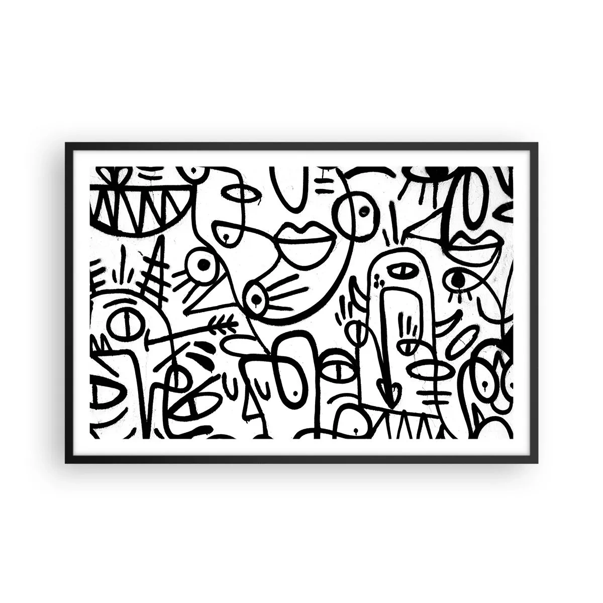 Poster in einem schwarzem Rahmen - Gesichter und Luftspiegelungen - 91x61 cm