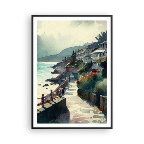 Poster in einem schwarzem Rahmen - Mittelmeerstadt - 70x100 cm