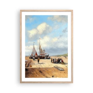 Poster in einem Rahmen aus heller Eiche - Nach einem erfolgreichen Fischfang - 50x70 cm