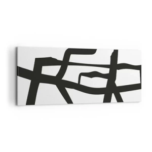 Bild auf Leinwand - Leinwandbild - Minimalistisches Schwarz-Weiß-Muster mit geometrischen Linien - 120x50cm - Schwarz-Weiß-Design - Moderne Wanddekoration für Wohnzimmer und Schlafzimmer ARTTOR