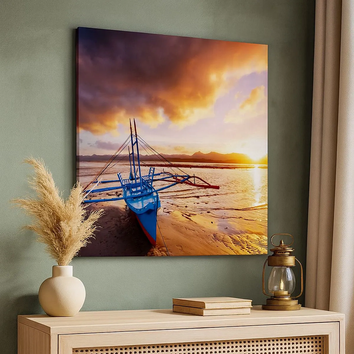 Bild auf Leinwand - Leinwandbild - Nach einem Tag sich im Sand ausstrecken - 30x30 cm