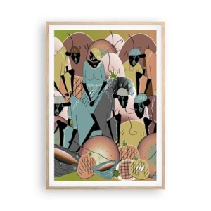 Poster in einem Rahmen aus heller Eiche - Ein toller Urlaub steht bevor - 70x100 cm