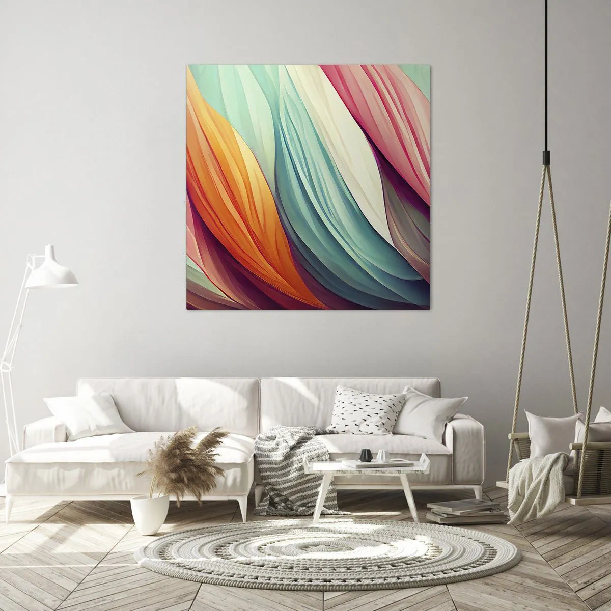 Bild auf Leinwand - Leinwandbild - Regenbogengewebe - 60x60 cm