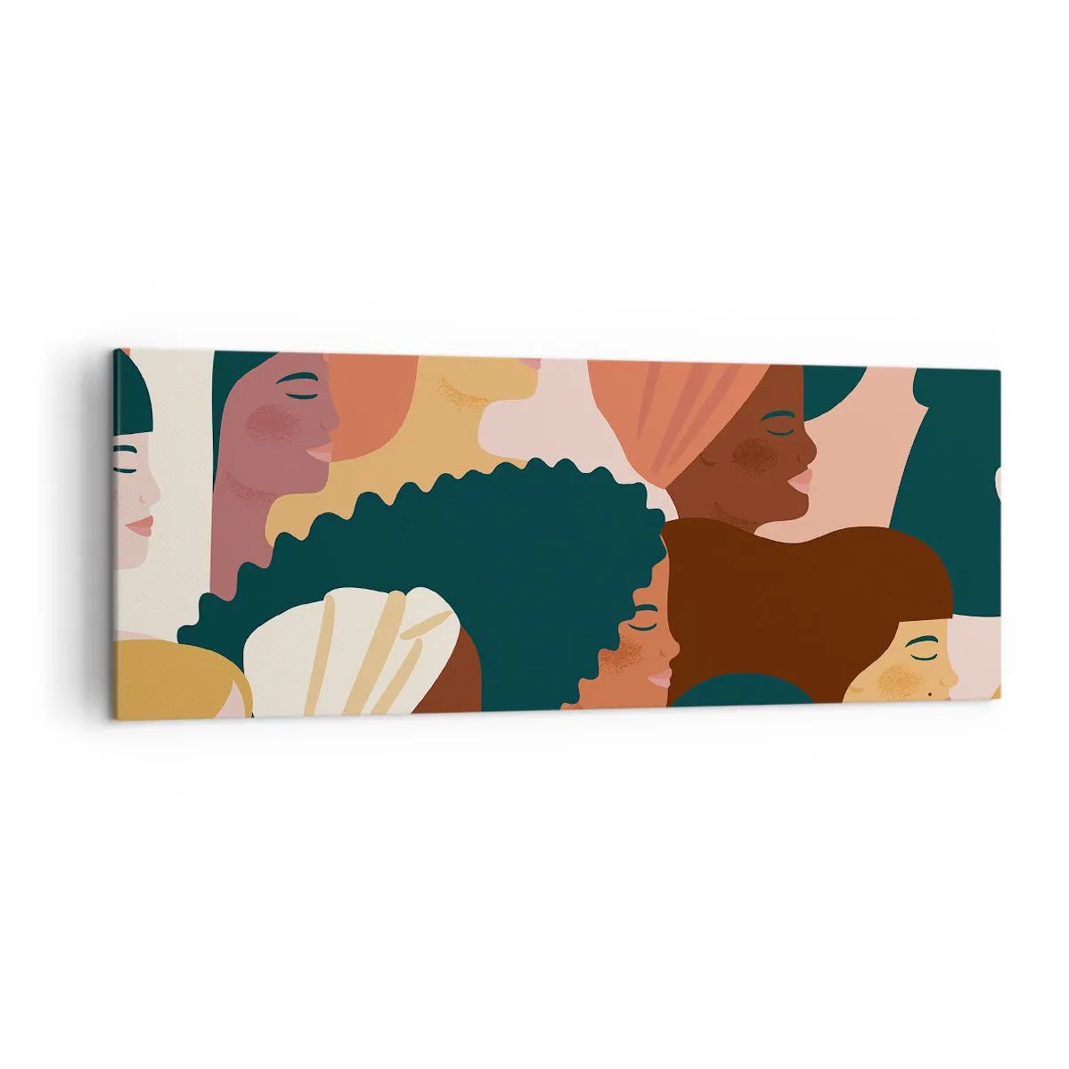 Bild auf Leinwand - Leinwandbild - Farbenfrohe Frauenprofile in verschiedenen Stilen - 140x50cm - Nur Weiblichkeit - Moderne Wanddekoration für Wohnzimmer und Schlafzimmer ARTTOR