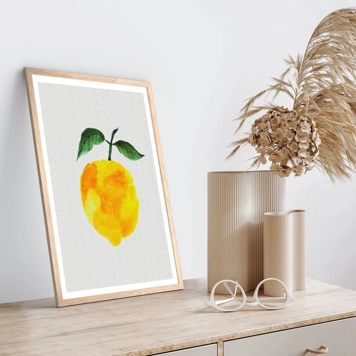 Poster in einem Rahmen aus heller Eiche - So schmeckt man die Sonne - 30x40 cm