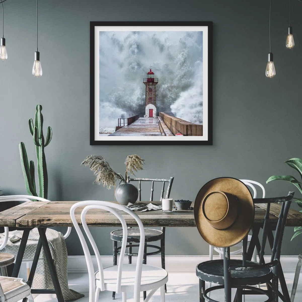 Poster in einem schwarzem Rahmen - Das Rauschen des Wassers, der Lärm wird wehen - 40x40 cm