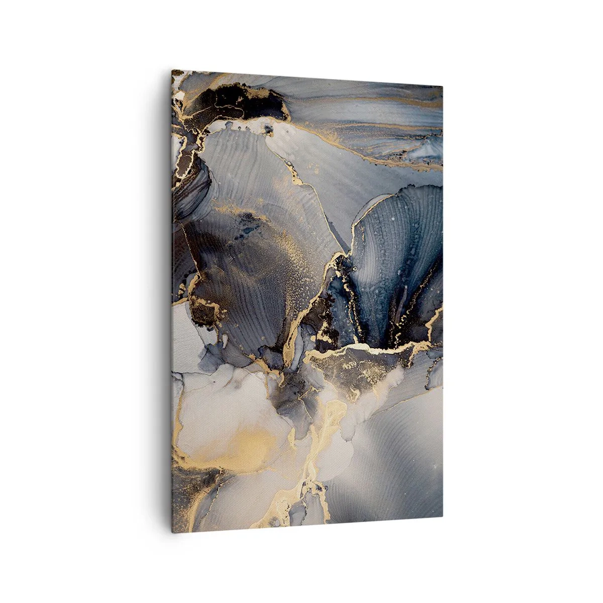 Bild auf Leinwand - Leinwandbild - Abstraktes Gold und Grau auf Leinwand - 80x120cm - Leben aus Stein - Moderne Wanddekoration für Wohnzimmer und Schlafzimmer ARTTOR