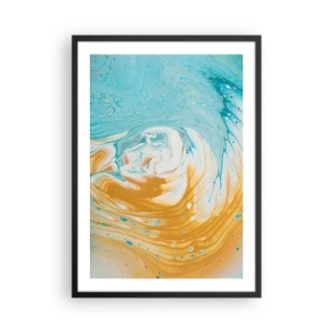 Poster in einem schwarzem Rahmen - Abstrakter Wirbel in Blau- und Orangetönen - 50x70cm - Pastellwirbel - Moderne Wanddekoration für Wohnzimmer und Schlafzimmer ARTTOR