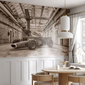 Fototapete Premium Sand - Die Siegerruhe - Formel 1, Retro, Automobil - 100x70 cm