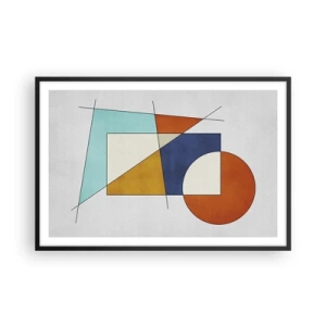 Poster in einem schwarzem Rahmen - Abstraktion: modernistisches Spiel - 91x61 cm