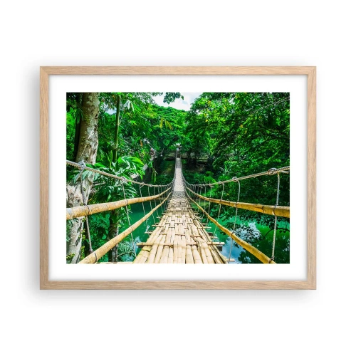 Poster in einem Rahmen aus heller Eiche - Monkey Bridge über das Grün - 50x40 cm