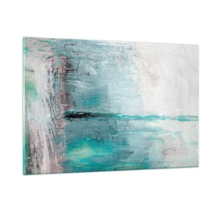 Glasbild - Bild auf glas - Abstrakte Komposition in Blau- und Grautönen - 120x80cm - Horizontal in Blau - Moderne Wanddekoration für Wohnzimmer und Schlafzimmer ARTTOR