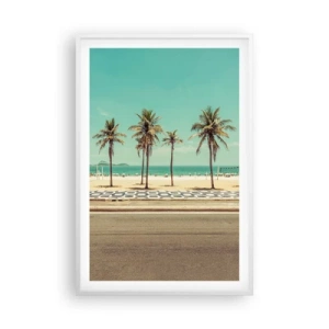 Poster in einem weißen Rahmen - Beim Bewachen des Strandes - 61x91 cm