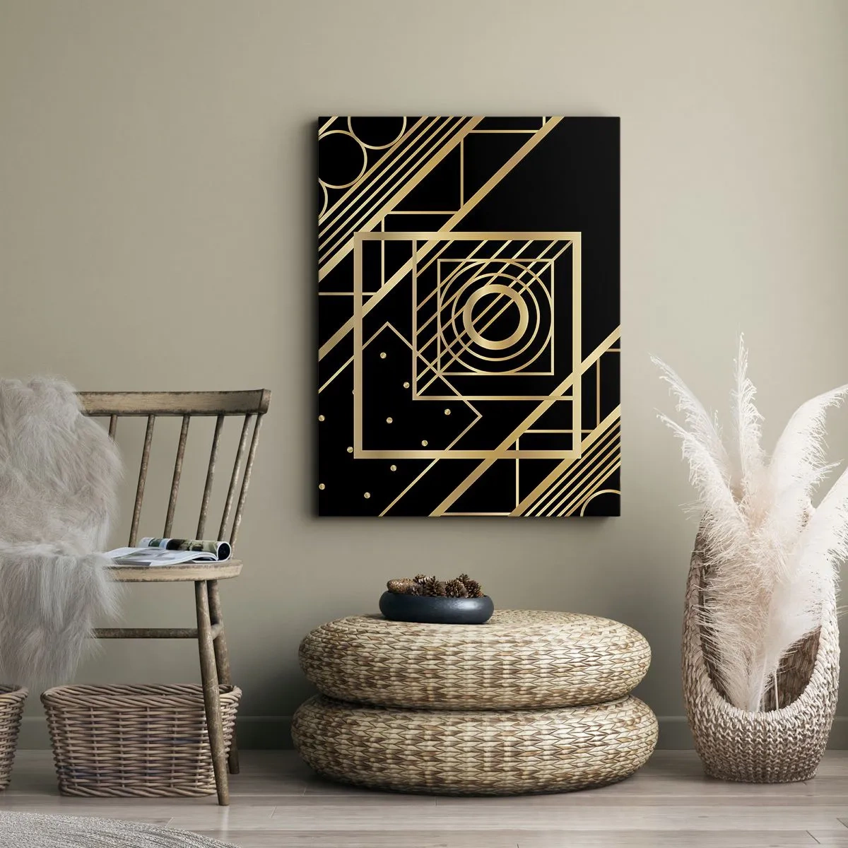 Bild auf Leinwand - Leinwandbild - Goldene Geometrie - 45x80 cm