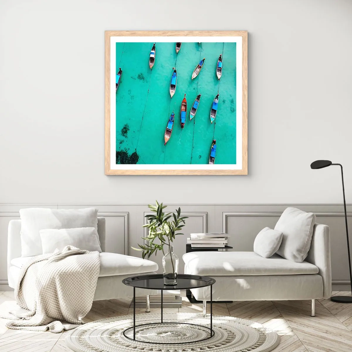 Poster in einem Rahmen aus heller Eiche - In freudiger Erwartung - 40x40 cm