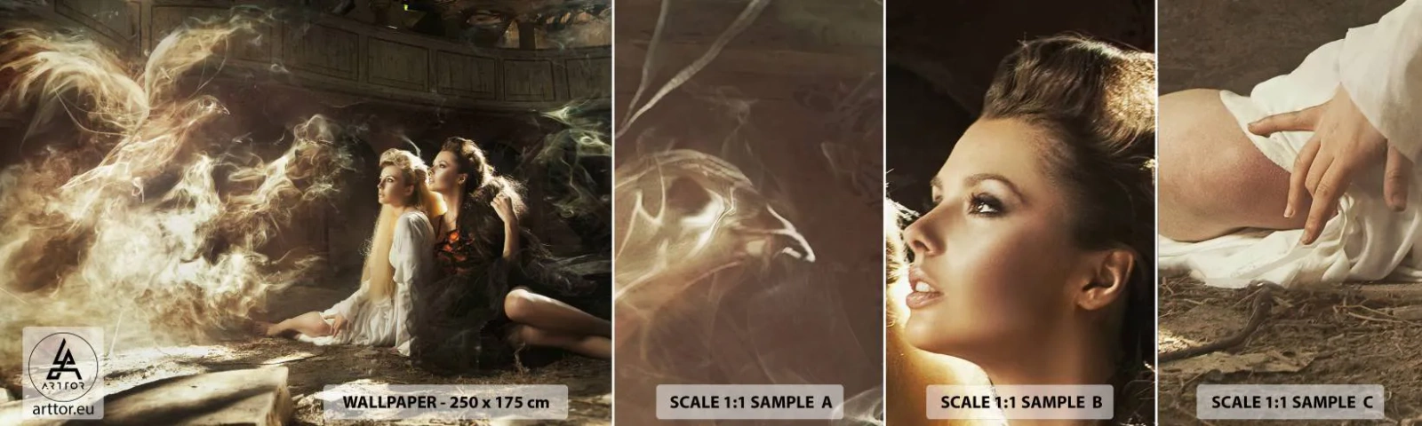 Fototapeten Muster Selbstklebend Deluxe Sticker - Und es gab Poesie - Abstraktion, Phönix, Frau - 100x30 cm