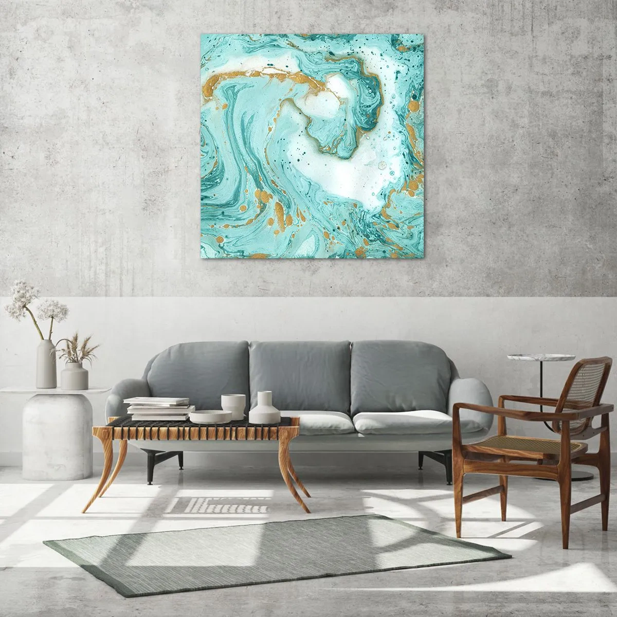 Glasbild - Bild auf glas - Unter der großen Welle der Edo-Ära - 40x40 cm