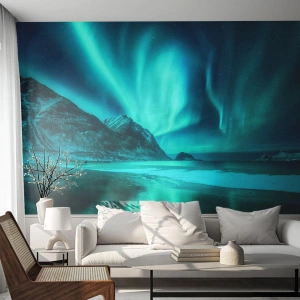 Selbstklebende Fototapete Deluxe Sticker - Wunder des Nordens - Landschaft, Nordpol, Nordlichter - 350x256 cm
