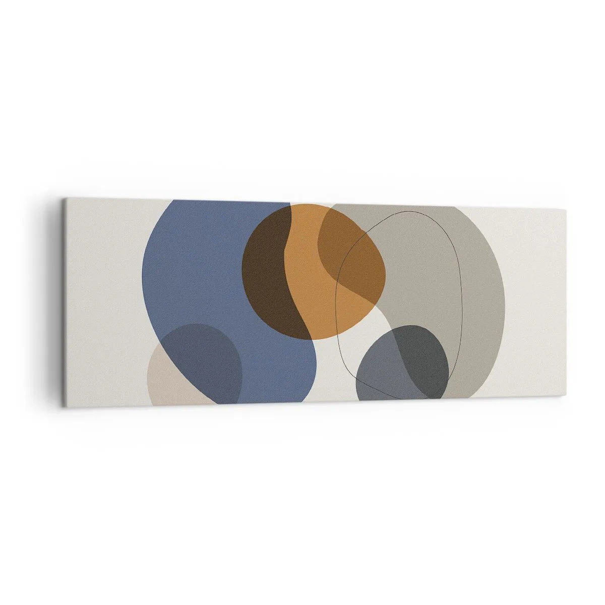 Bild auf Leinwand - Leinwandbild - Abstrakte bunte Formen in Blau- und Brauntönen - 140x50cm - Farbtropfen - Moderne Wanddekoration für Wohnzimmer und Schlafzimmer ARTTOR