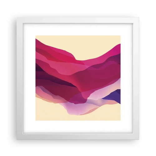 Poster in einem weißen Rahmen - Lila Wellen - 30x30 cm