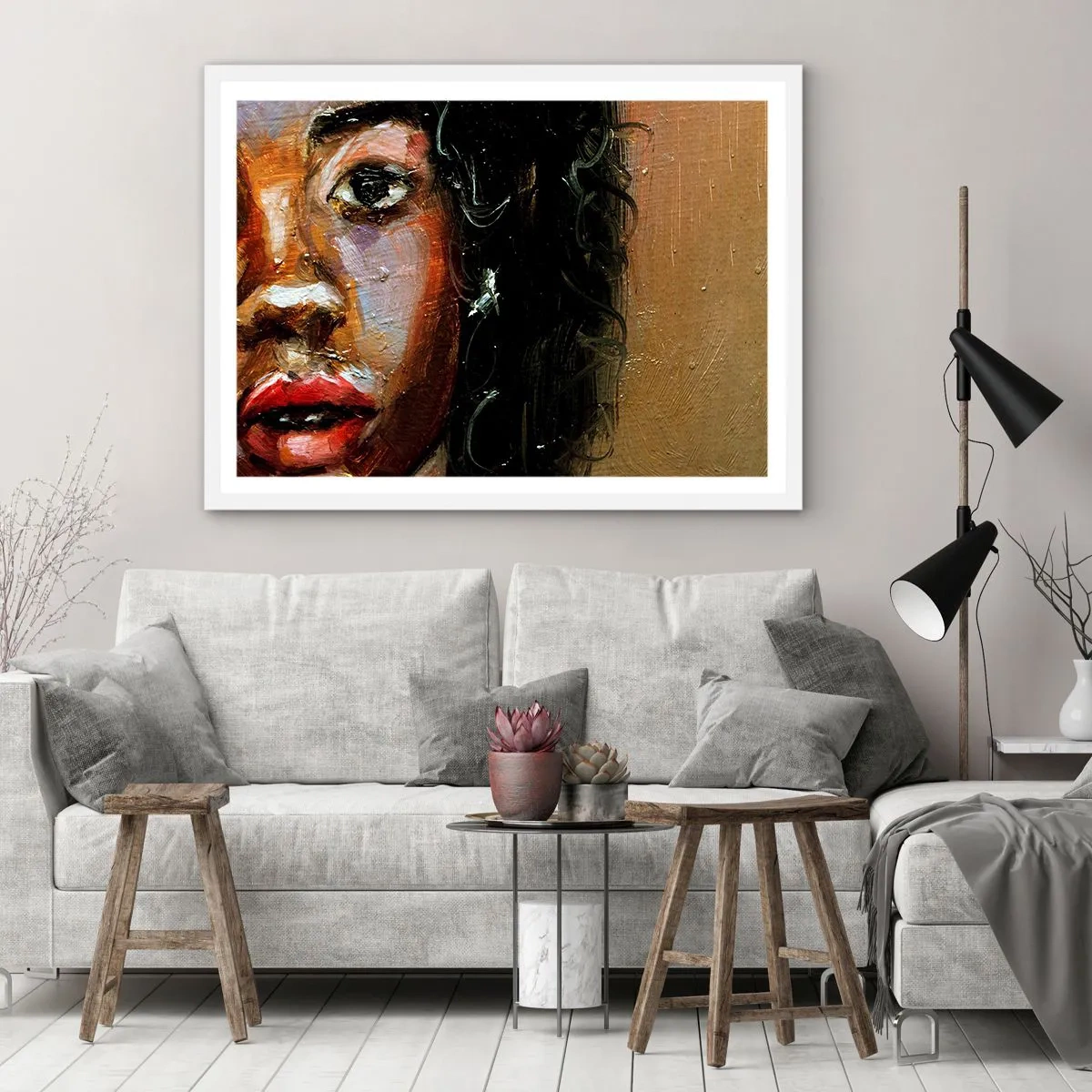 Poster in einem weißen Rahmen - Schwarz und Glanz - 100x70 cm