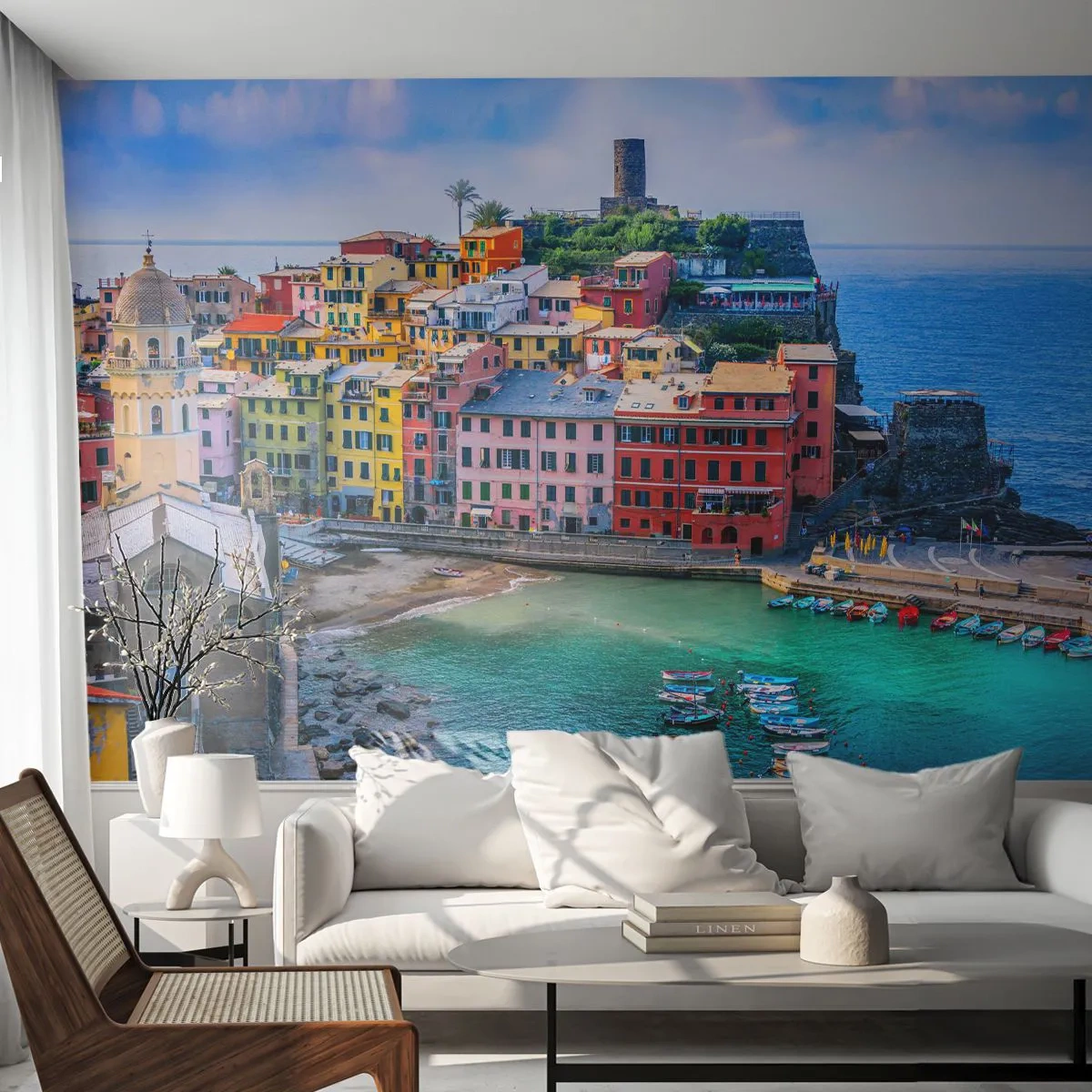 Fototapete Premium Sand - Mediterrane Zauberstadt - Ligurien, Stadt, Italien - 100x70 cm