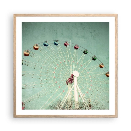 Poster in einem Rahmen aus heller Eiche - Wir laden zum Spiel ein - 60x60 cm