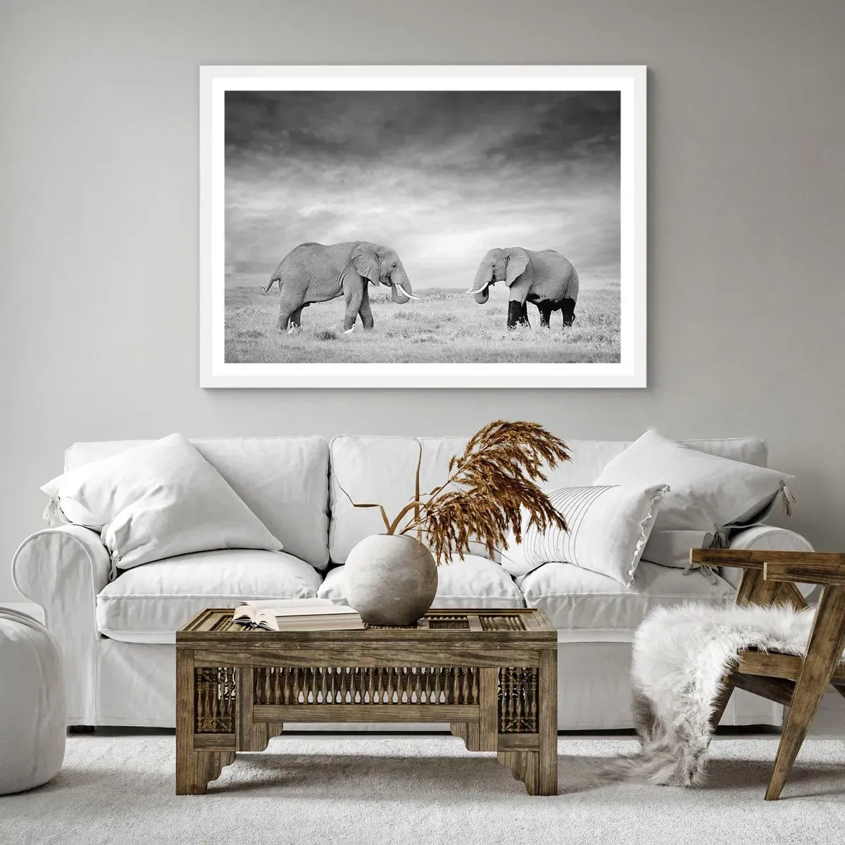 Poster in einem weißen Rahmen - Grau ist schön - 70x50 cm