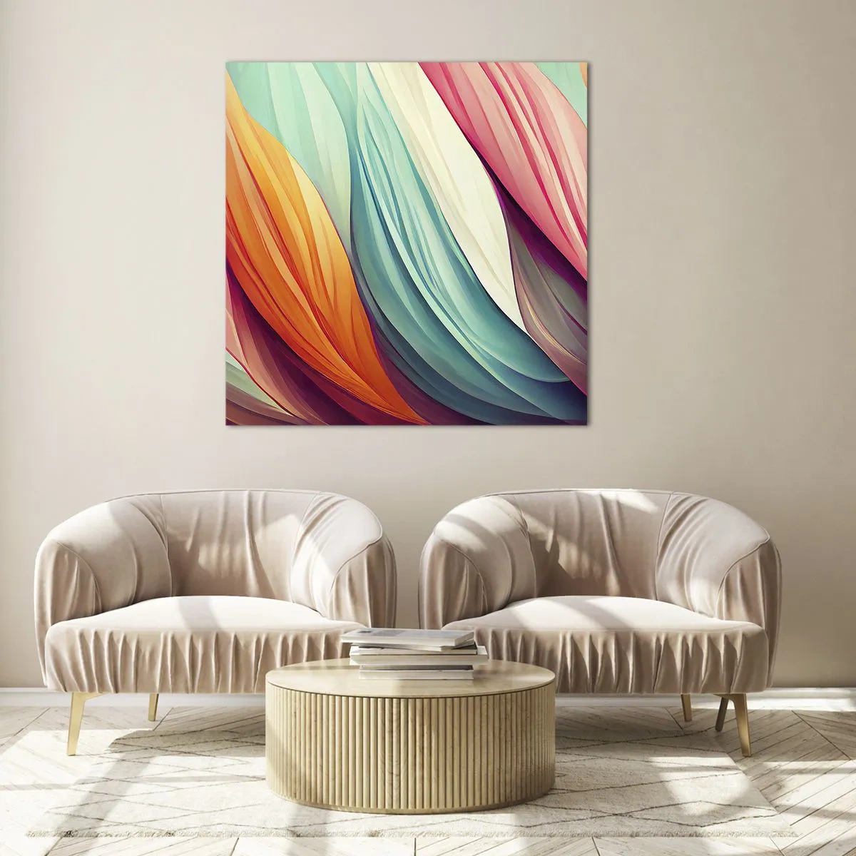 Glasbild - Bild auf glas - Regenbogengewebe - 40x40 cm