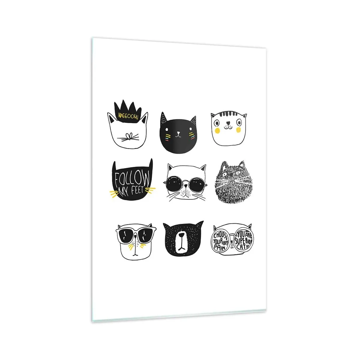 Glasbild - Bild auf glas - Stilvolle Katzenillustrationen im minimalistischen Stil - 80x120cm - Jeder andere - Moderne Wanddekoration für Wohnzimmer und Schlafzimmer ARTTOR
