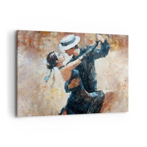 Bild auf Leinwand - Leinwandbild - Ein Paar tanzt Tango in einem romantischen, eleganten Stil - 120x80cm - A la Rudolf Valentino - Moderne Wanddekoration für Wohnzimmer und Schlafzimmer ARTTOR