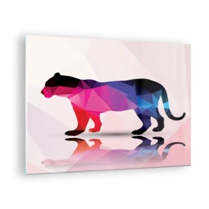 Glasbild - Bild auf glas - Geometrischer Panther in farbenfroher Abstraktion - 70x50cm - Diment Panther - Moderne Wanddekoration für Wohnzimmer und Schlafzimmer ARTTOR