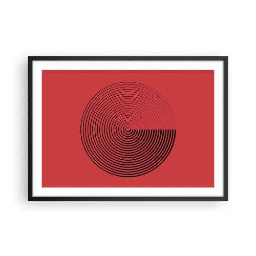 Poster in einem schwarzem Rahmen - Konzentrische Kreise auf rotem Hintergrund - 70x50cm - Kreisbewegung - Moderne Wanddekoration für Wohnzimmer und Schlafzimmer ARTTOR