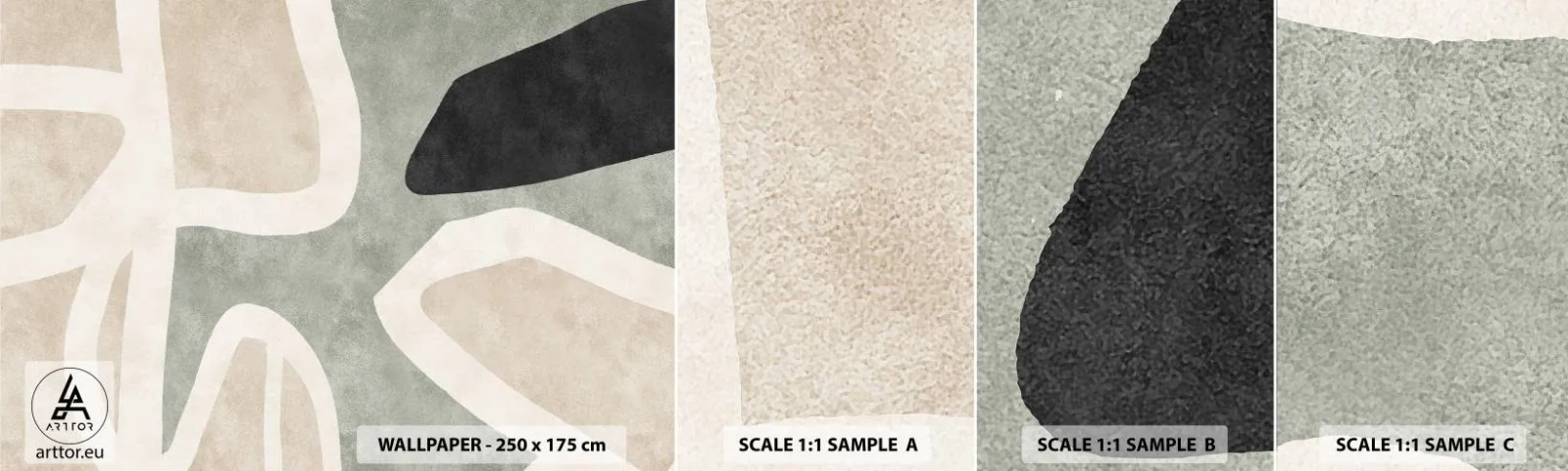 Fototapeten Muster Selbstklebend Deluxe Sticker - Komposition mit schwarzem Motiv - Abstraktion, Minimalismus, Moderne Kunst - 100x30 cm