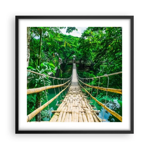 Poster in einem schwarzem Rahmen - Monkey Bridge über das Grün - 50x50 cm