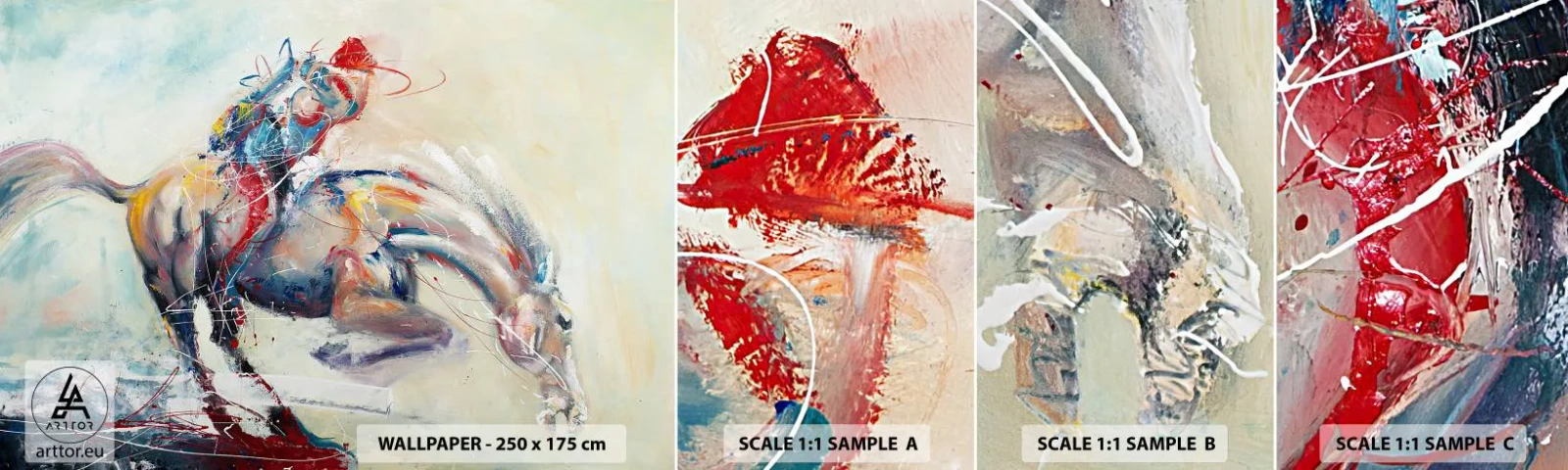 Fototapeten Muster Selbstklebend Deluxe Sticker - Warte, wir gehen - Tiere, Pferd, Fahrer - 100x30 cm