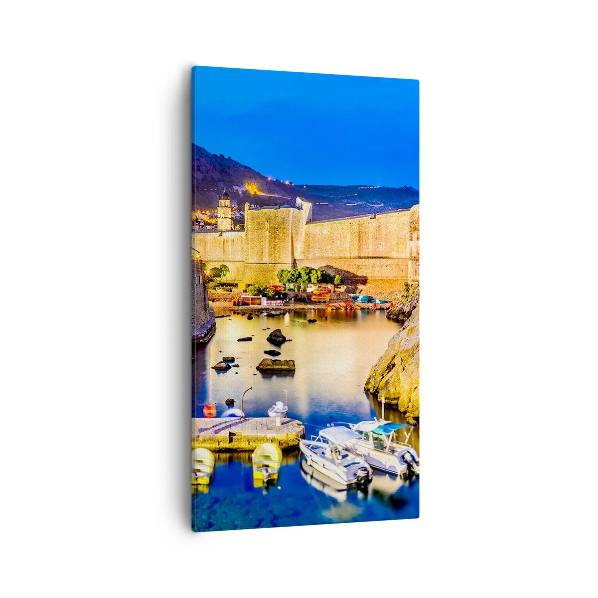 Bild auf Leinwand - Leinwandbild - Beleuchtete Nacht an der Adria - 55x100 cm