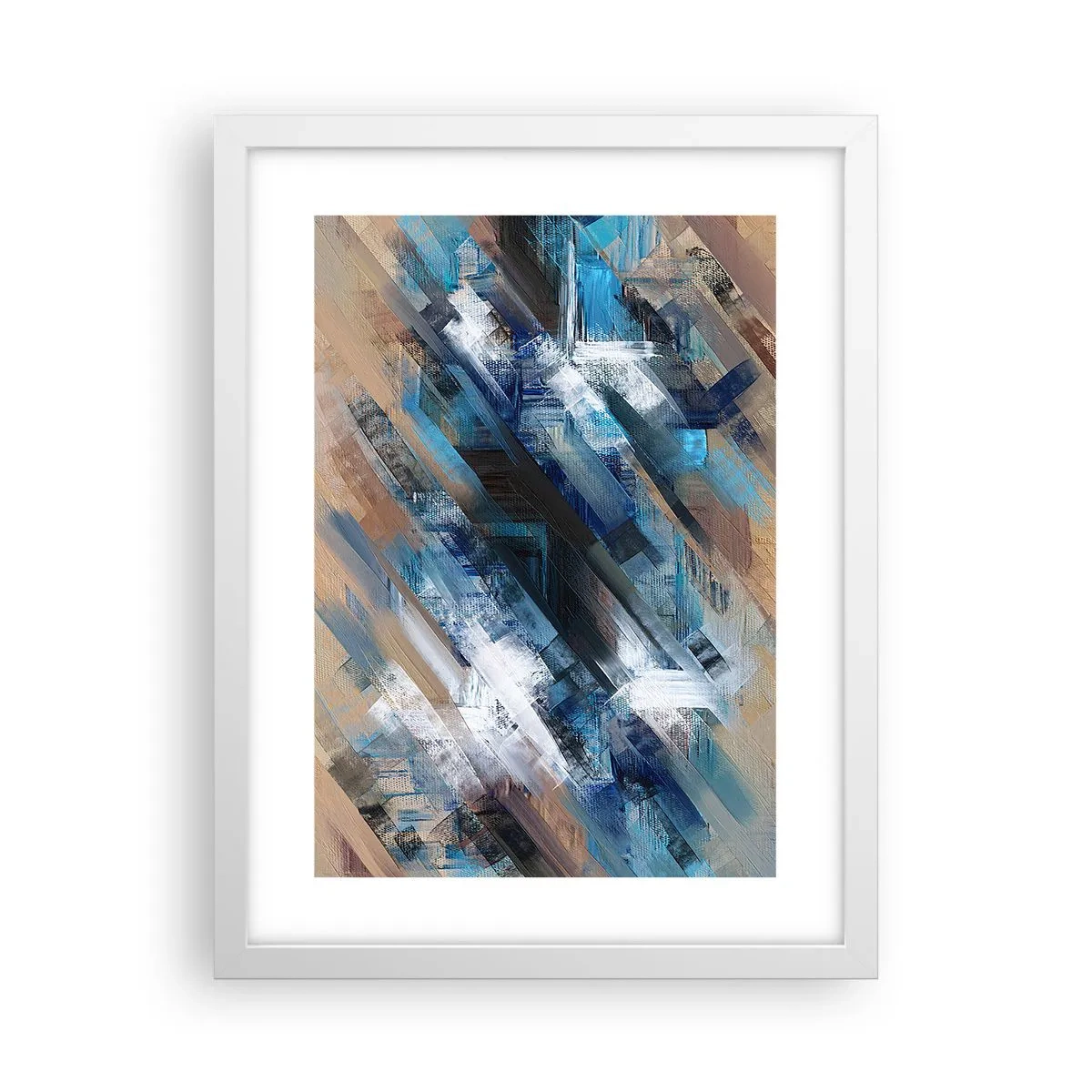 Poster in einem weißen Rahmen - Auf einer blauen Diagonale - 30x40 cm