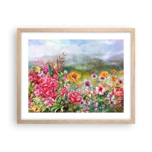 Poster in einem Rahmen aus heller Eiche - Ein Garten, der verrückt geworden ist - 50x40 cm